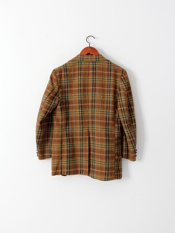 vintage wool tweed blazer, men's plaid sport coat - image 3