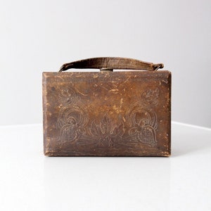 vintage leather handbag, brown box purse image 1