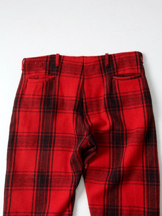 vintage 1940s red plaid wool hunting pants - image 9