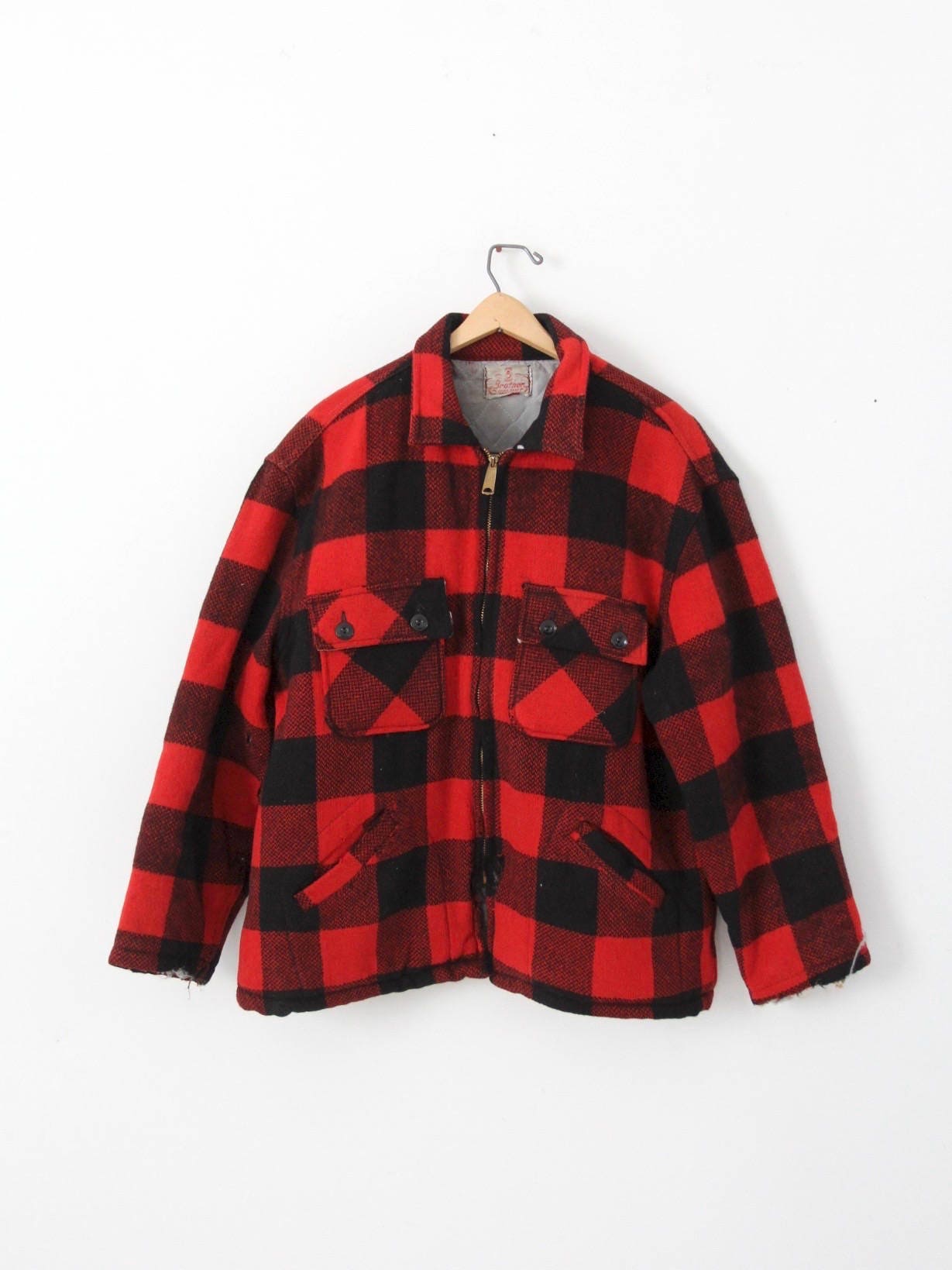 Vintage Plaid Jacket by Brother, Red and Black Plaid Jacket 