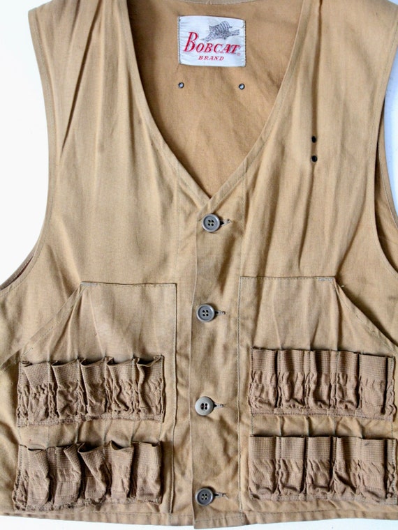 vintage hunting vest, 1960s Bobcat brand canvas v… - image 3