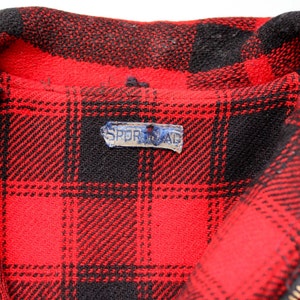 vintage Sportclad wool jacket, 1940s red plaid men's jacket, size 40 image 5