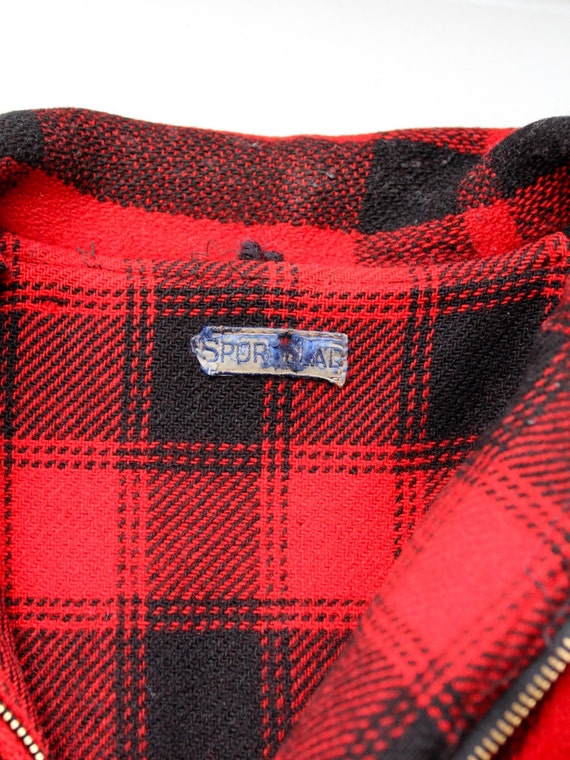 vintage Sportclad wool jacket,  1940s red plaid m… - image 5