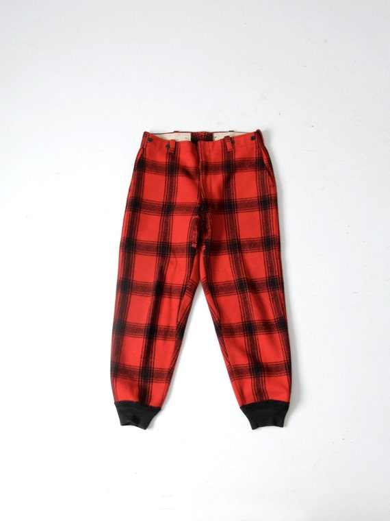 vintage wool hunting pants, buffalo plaid logger pants - Gem