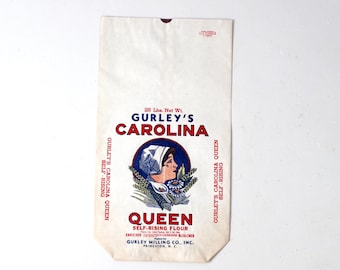 vintage Gurley's Carolina Queen paper flour bag, 25 lb mill bag