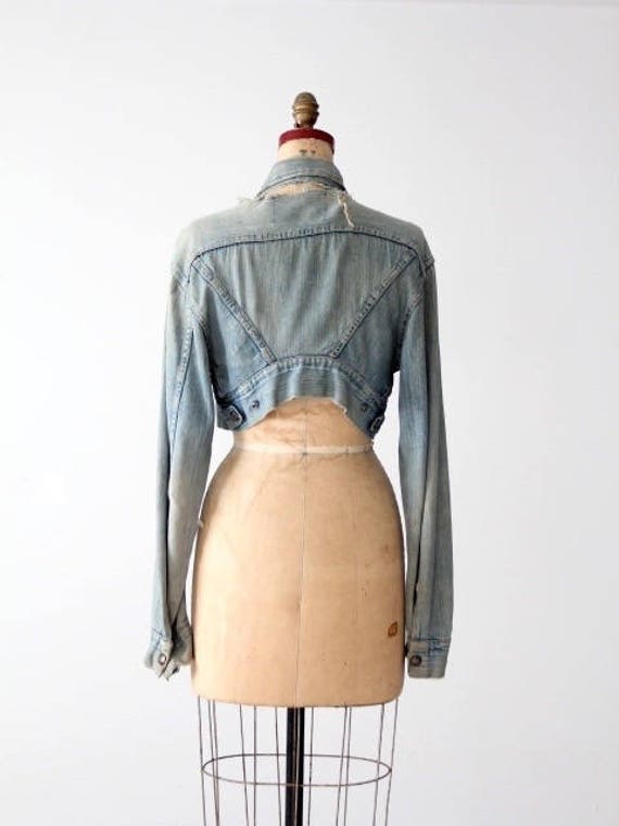 vintage denim jacket, custom cropped women's deni… - image 5