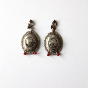 vintage Indianerkopf Ohrringe, Hängeohrringe mit Goldmünzen