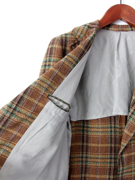 vintage wool tweed blazer, men's plaid sport coat - image 5