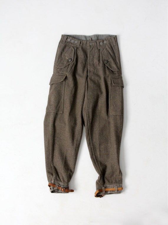 WWII Swedish army trousers, 1940s wool pants, wais