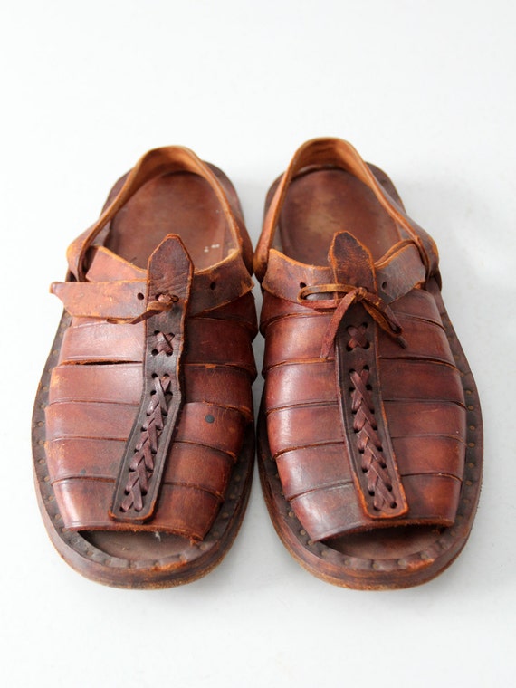 Men's vintage lace deals up leather sandals