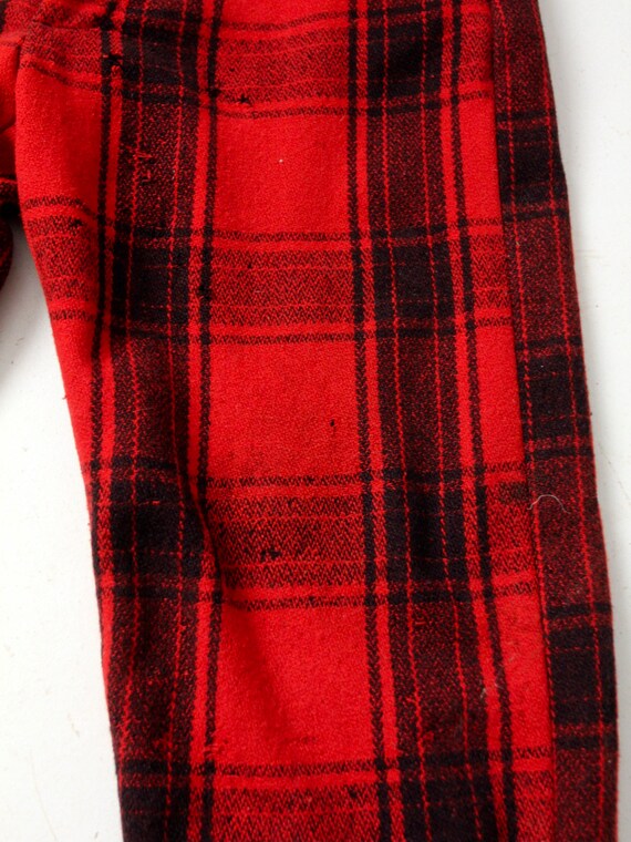 vintage 1940s red plaid wool hunting pants - image 7