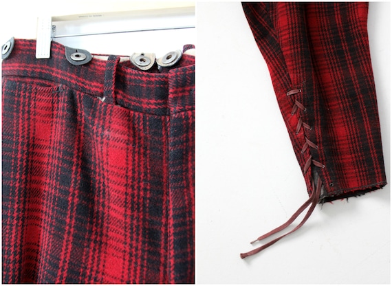 vintage 40s Woolrich hunting pants, red wool plai… - image 4