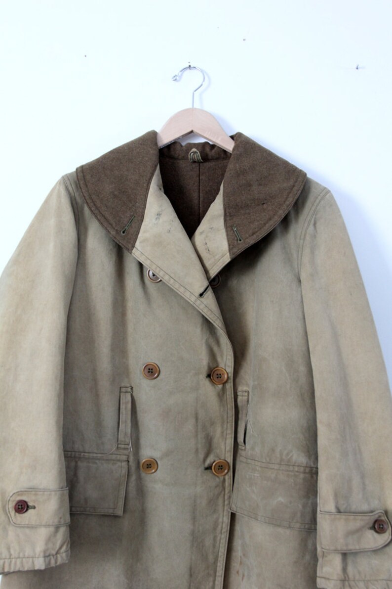 Vintage Army Coat Canvas and Wool Jacket Etsy