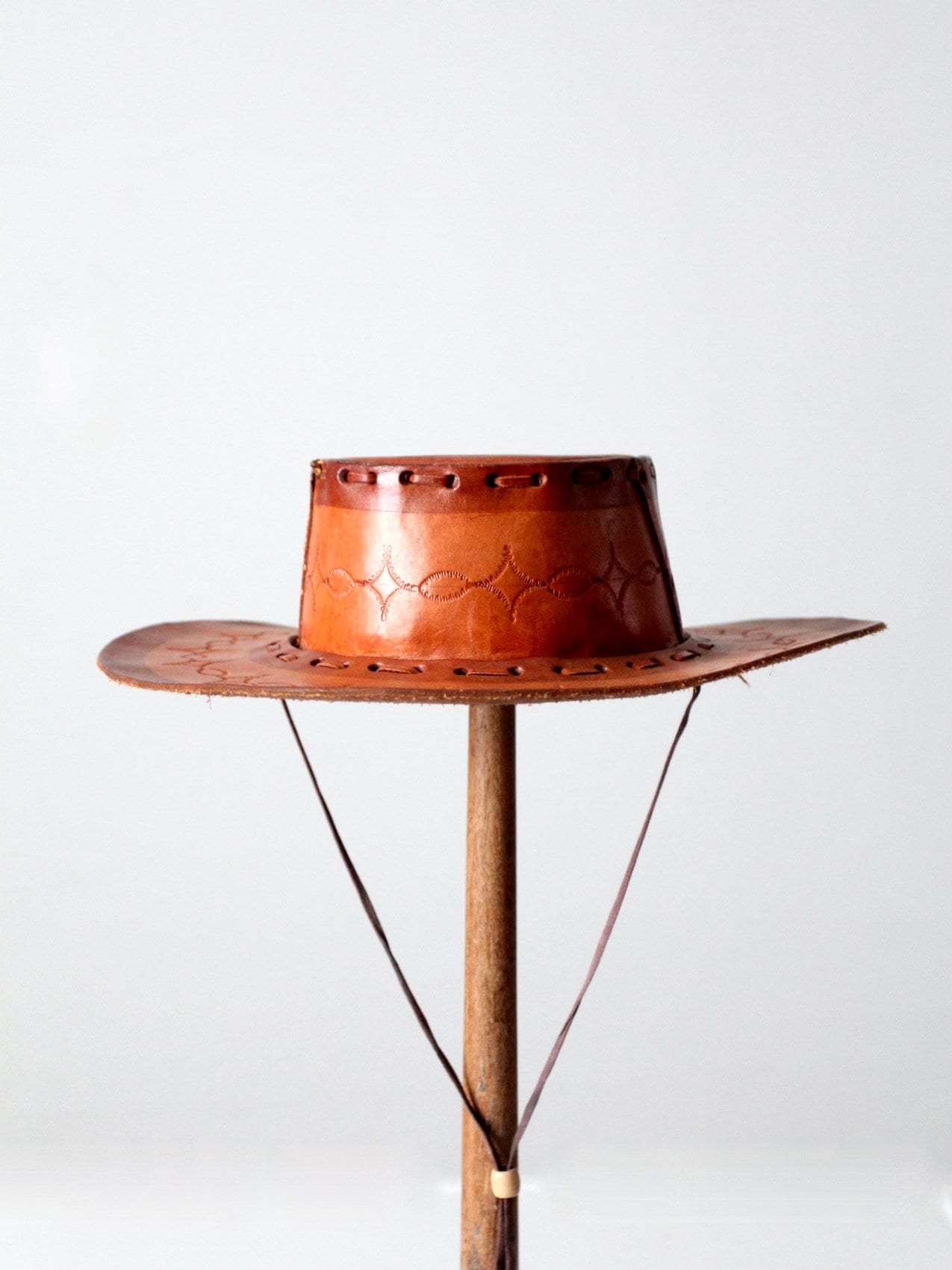 Vintage 1960’s Genuine Leather Hippie hat handmade in Mexico 60s 70s Style Floppy Suede Leather Hat hippie boho Brown  main image 2