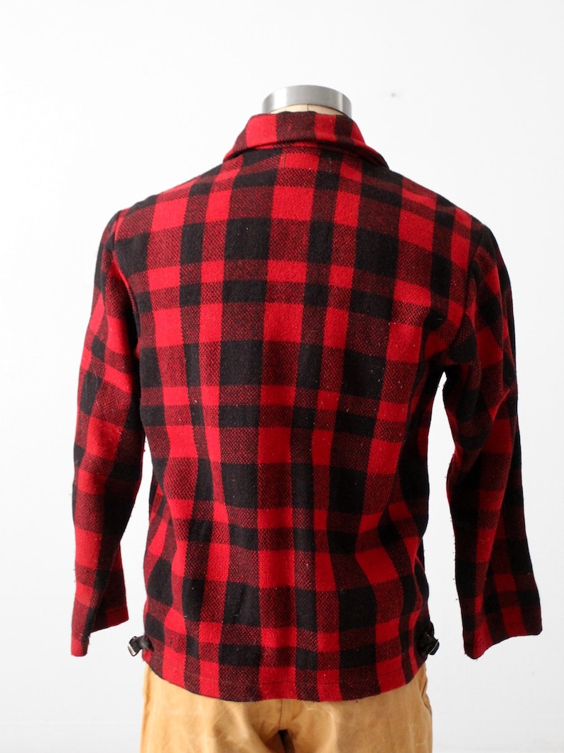 Vintage 50s Lumber King Jacket, Red Buffalo Plaid Zip Up Etsy