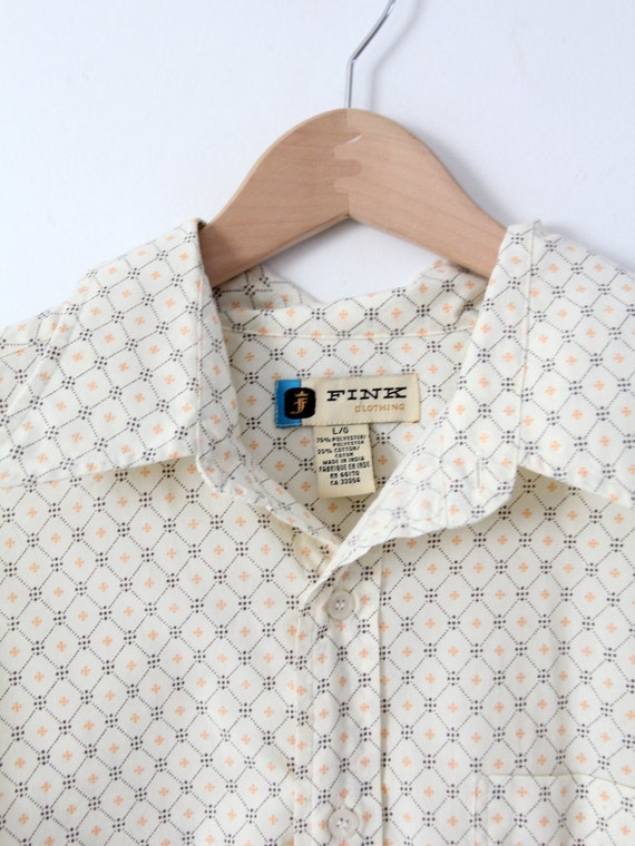 vintage 70s men's shirt, Fink button down print s… - image 4