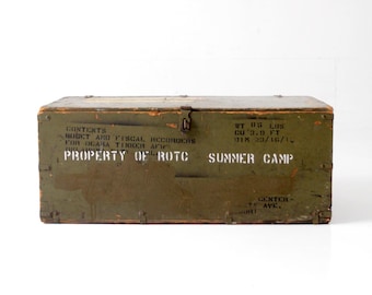 WWII military storage wooden crate trunk