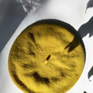 Made-To-Order Botanical Dyed Wool Blend Beret Goldenrod Yellow