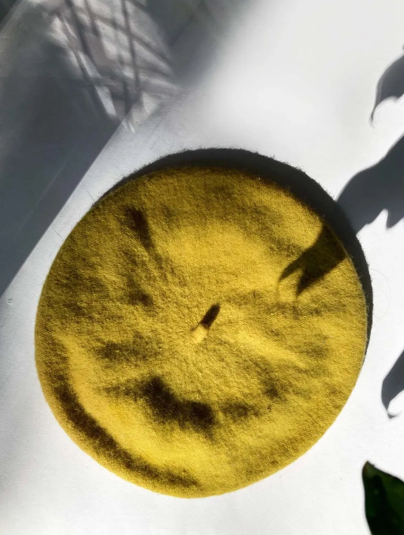 Made-To-Order Botanical Dyed Wool Blend Beret Goldenrod Yellow