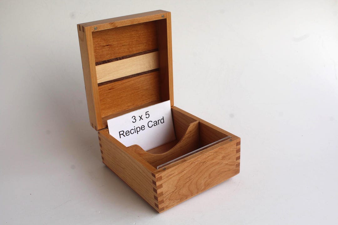 Recipe Box Mid-size for 3x5 Cards With Removable Partition Made of ...