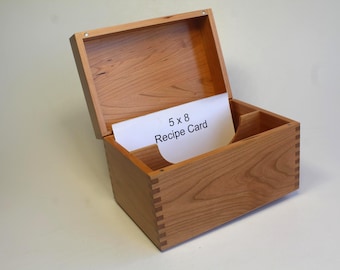 Recipe Box 5x8  with Removable Partition made of Cherry wood ( r140421I)