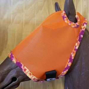 Custom Horse Fly Mask - Size Large - Orange Mesh with #347 Trim