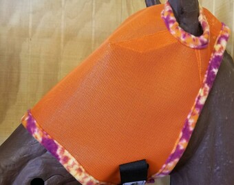 Máscara de mosca de caballo personalizada - Tamaño grande - Malla naranja con recorte # 347