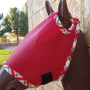 Custom Horse Fly Mask - Size Medium -Red mesh #378 trim