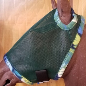 Custom Horse Fly Mask - Size Medium - Dark Forest Green Mesh with #352 Trim