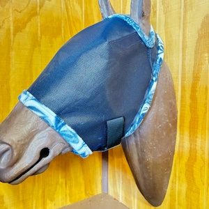 Custom Horse Fly Mask - Size Medium - Single Ear - Navy Mesh #474 trim