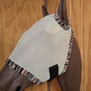 Custom Horse Fly Mask - Size Medium - Cream Mesh #537 trim