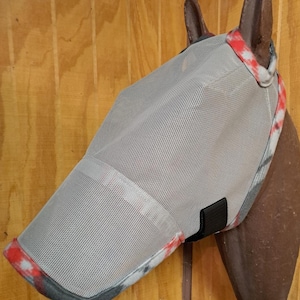 Custom Horse Fly Mask - Size Medium - Gray Mesh with #569 Trim with Bib