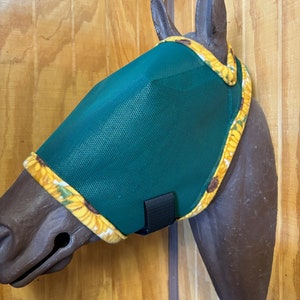 Custom Horse Fly Mask - Size Medium - Single Ear - Forest Green Mesh #478 trim