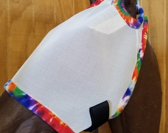 Custom Horse Fly Mask - Size Medium - White Mesh #472 trim