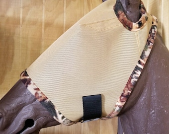 Máscara de mosca de caballo personalizada - Tamaño mediano - Malla de camello con recorte # 357