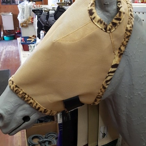 Custom Horse Fly Mask - Size Medium Camel mesh #310 trim