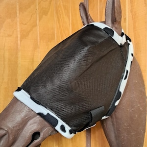 Custom Horse Fly Mask - Size Medium - Single Ear - Black Mesh #277B trim
