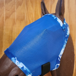 Custom Horse Fly Mask - Size Medium - Single Ear - Royal Mesh with #528 Trim