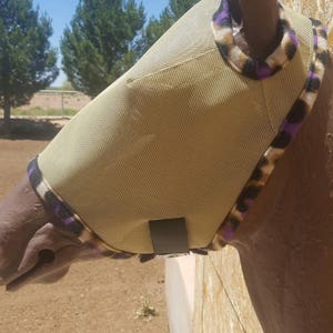 Custom Horse Fly Mask - Size Medium  Tan mesh # 303 trim