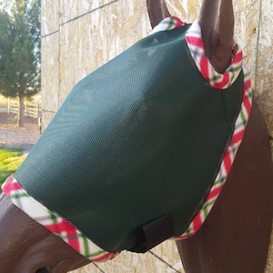 Custom Horse Fly Mask - Size Medium -Dk. Forest Green mesh #378 trim