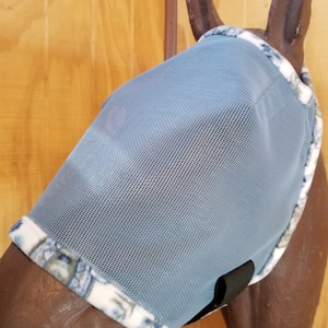 Custom Horse Fly Mask - Size Medium - Single Ear - Copen Mesh #460 trim