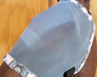 Custom Horse Fly Mask - Size Medium - Single Ear - Copen Mesh #460 trim