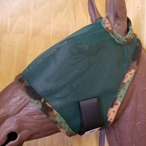 Custom Horse Fly Mask - Size Small - Dk Forest Green Mesh with #238 Trim
