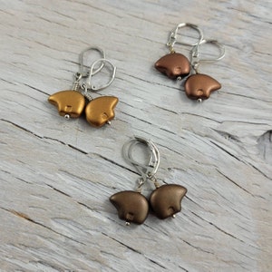 Chocolate Brown, Golden or Copper Polar Bear Stainless Steel Earrings.  Animal Earrings.  Matte Mixed Metal Look.   JemstoneZ Hand Crafted.