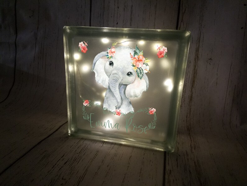 Baby Elephant Nursery Decor Night Light, Pink Elephant Nightlight, Personalized Baby Shower Gift for Girl, Baby Gift for Grandaughter, Niece image 8