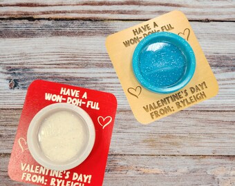 Personalized Class Valentines with Modeling Dough Included, Candy-Free Favors for Classroom Valentine's Day Party, PreK, K, 1st Grade and Up