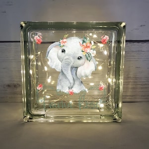 Baby Elephant Nursery Decor Night Light, Pink Elephant Nightlight, Personalized Baby Shower Gift for Girl, Baby Gift for Grandaughter, Niece image 1