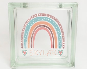Tirelire pour filles personnalisée, pot de banque d'épargne arc-en-ciel Boho, décor de chambre de filles, décor de douche de bébé ou cadeau, cadeau le plus populaire pour fille