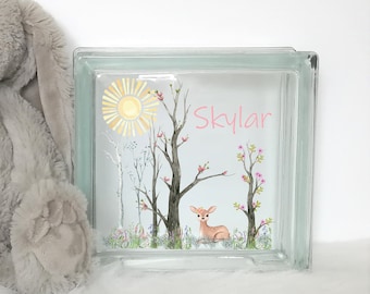 Personalized Girl's Piggy Bank Savings Jar, Baby Deer, Fawn, Woodlands Bedroom or Nursery Decor, Baby Shower Gift, Gift for Granddaughter