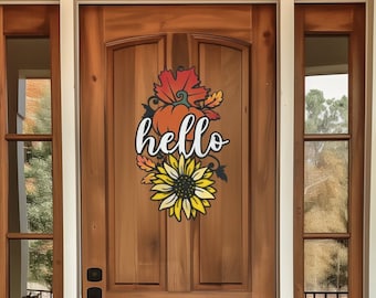 Accroche-porte tournesol, décoration d'automne, cadeau pour amateur de tournesol, décoration d'automne de ferme de campagne, couronne de porte, enseigne d'automne rustique